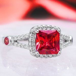 Red Ruby Gemstone Ring, 925 Sterling Silver Charmed Aroma Size 5
